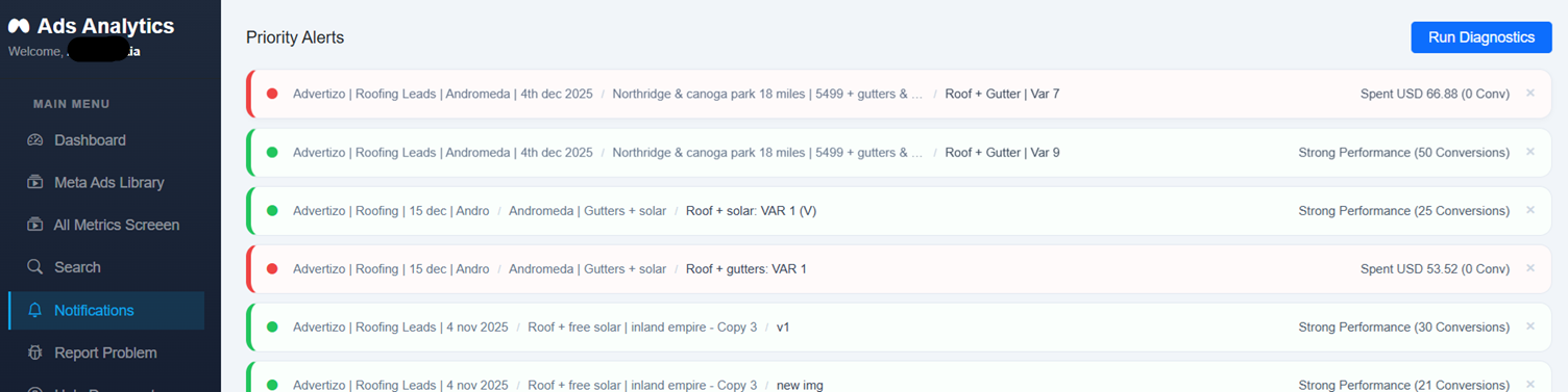 Notifications Screen